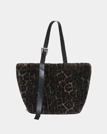 Bolso tote de piel sintética Esti leopardo oscuro