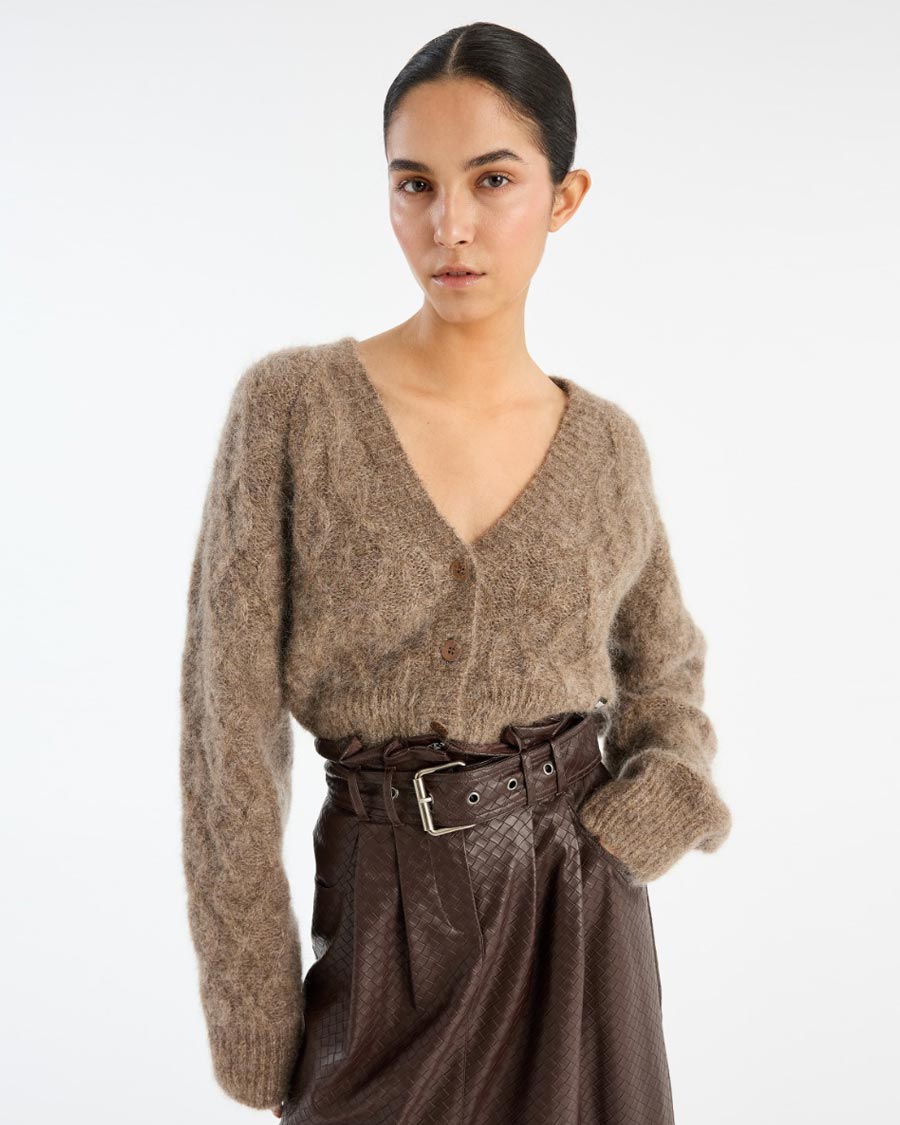 Fluffy-Knit-Cardigan-Brown-rotate Fluffy Knit Cardigan Brown ROTATE