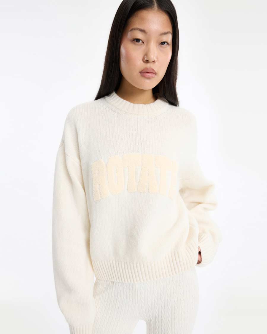 Crewneck-Sweater-Creme-detalle Crewneck Sweater - Imagen 1