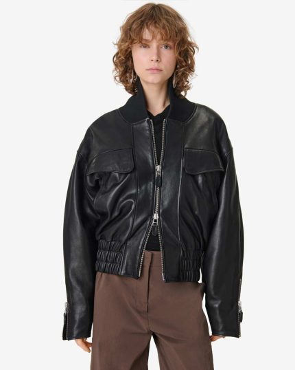 Dunea buckle-detail leather jacket
