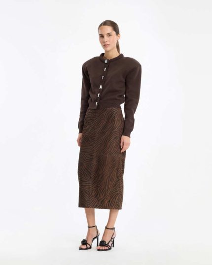 Firm Knit Cardigan Dark Brown