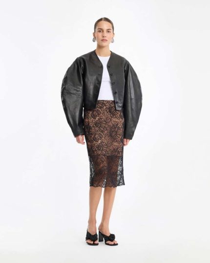 Fitted Leather Jacket Black ROTATE